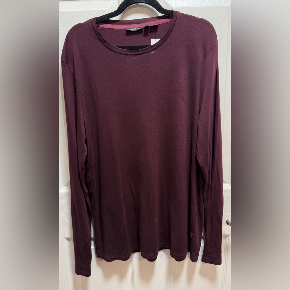 DKNY Men's Long-Sleeve Crew in Deep Plum size XXL